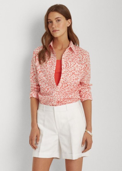 Women's Ralph Lauren Floral Cotton Shirts | 215690EIV